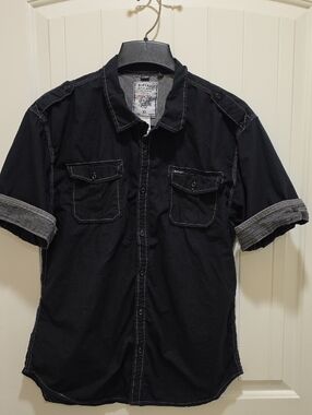 Buffalo David Bitton Black Short Sleeve Button Down Shirt Size XL